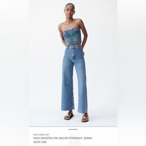 ZARA HIGH WAISTED ZW SAILOR STRAIGHT JEAN: SIZE 4